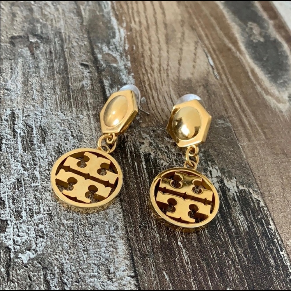 Gold Tory Burch drop earrings